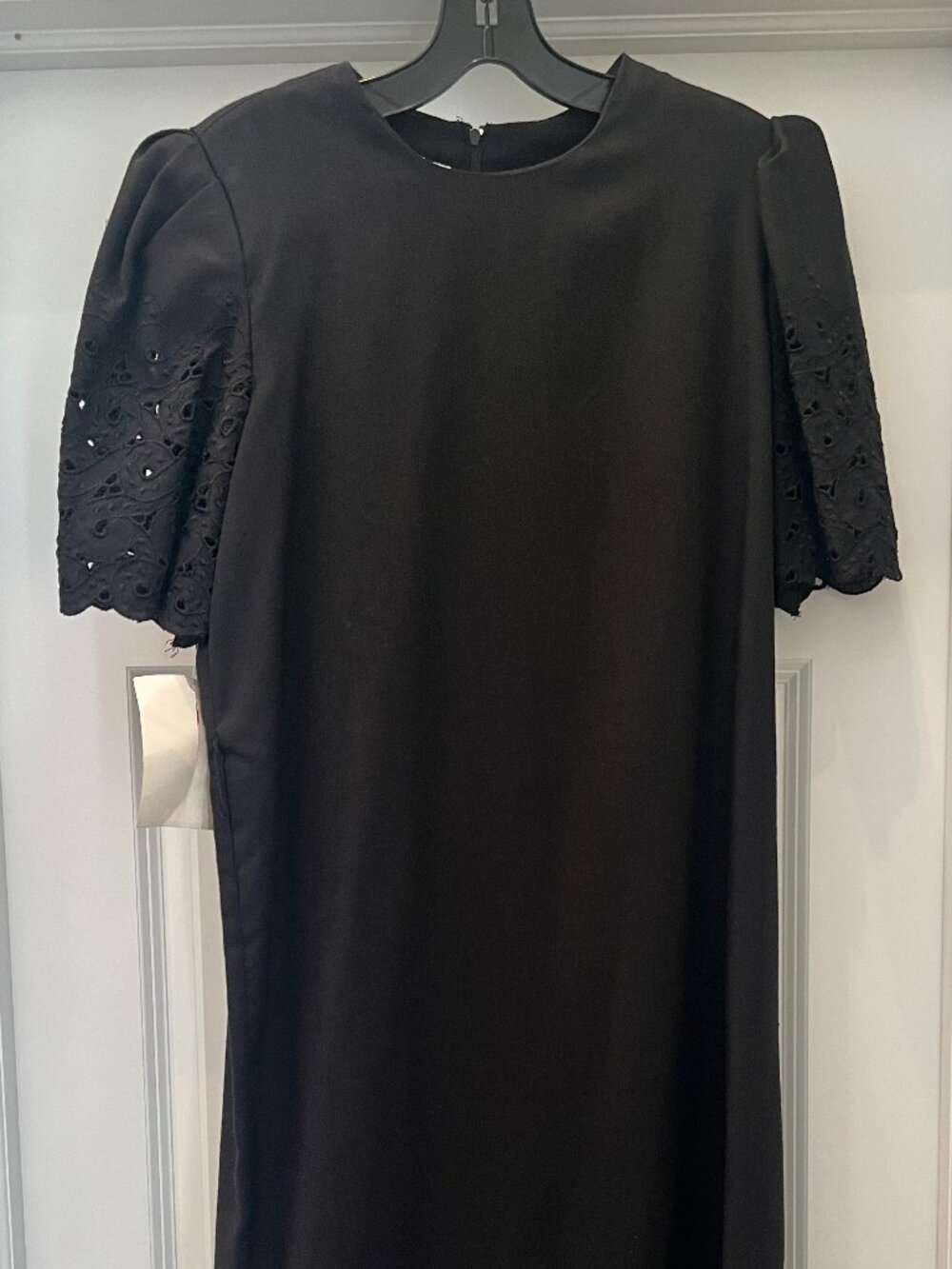 Vintage Damon Petite Embroidered Puff Sleeve Dress Black Size 10